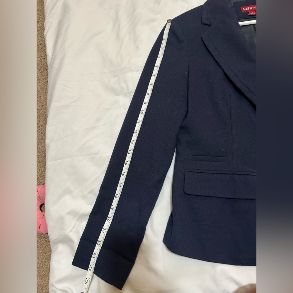 Merona Navy Blazer with Striped Cuffs - Picture 3 of 4